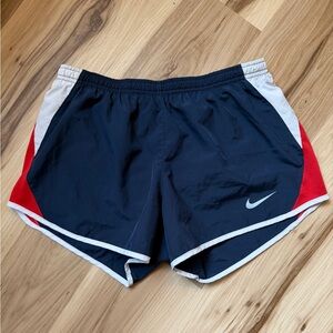Nike Tempo Running Shorts Women’s Medium Navy Red White Dri-FIT Athletic Lined